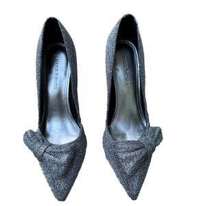 Marc Fisher's Women Silver & Black Nighta Stiletto Pump High Heel Shoes Size 7.5